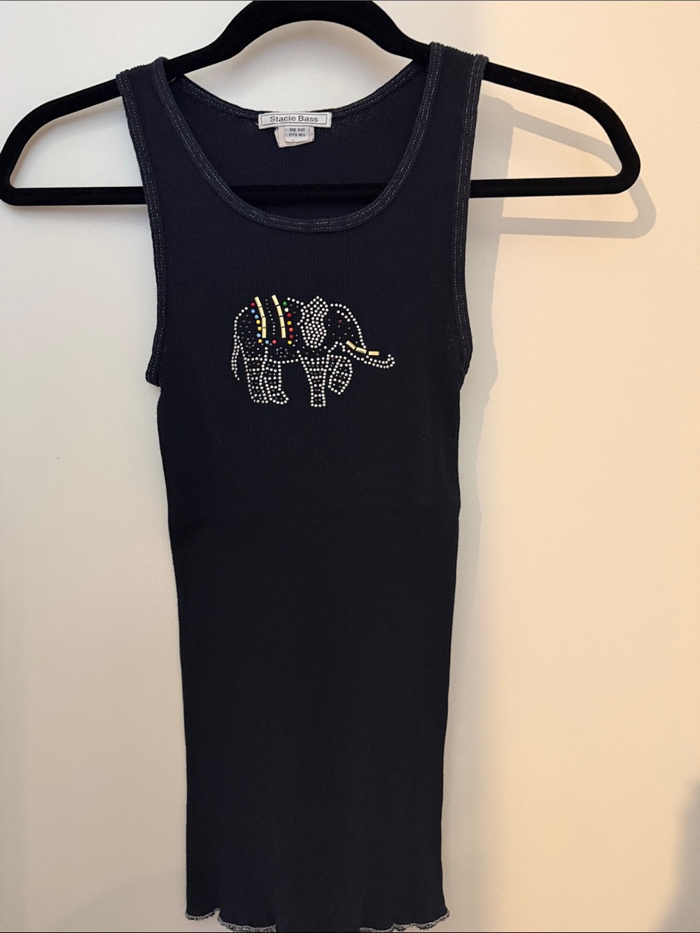 Black Rhinestone Elephant Tank for Girls